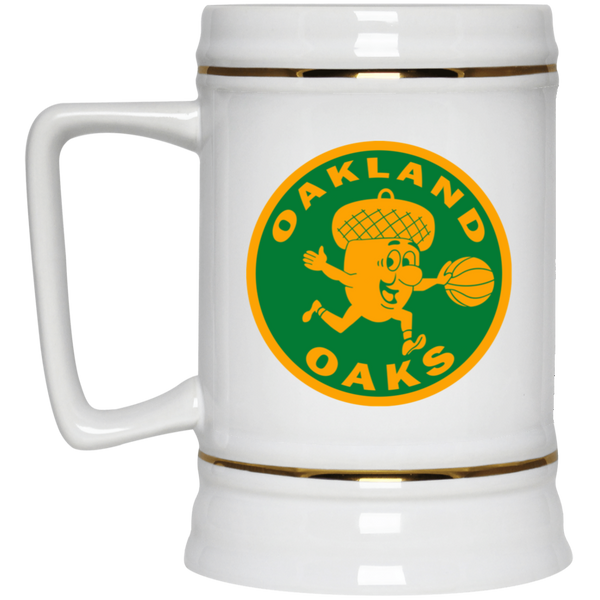 Oakland Oaks ABA Ceramic Beer Stein 22 oz. American Basketball Association Team color White