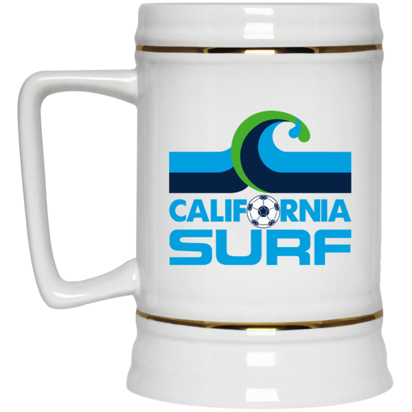 California Surf NASL Soccer Team Beer Mug Stein Drinkware 22 Oz. Capacity color White