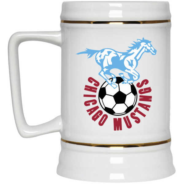 Chicago Mustangs NASL Soccer Team Beer Mug Stein Drinkware 22 Oz. Capacity color White