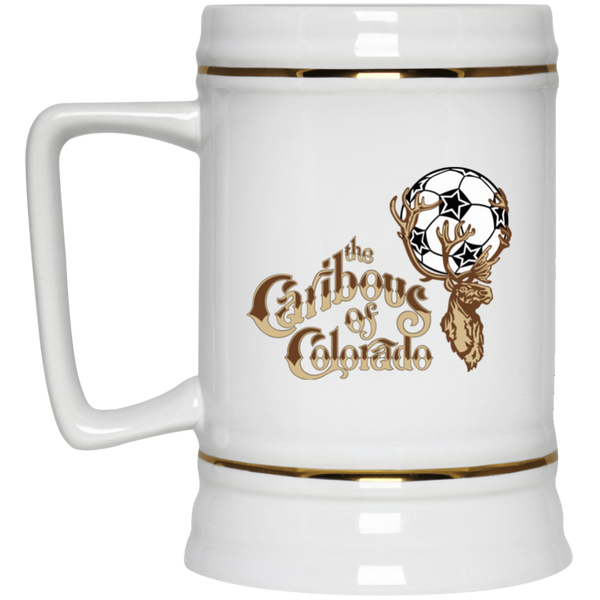 Colorado Caribous NASL Soccer Team Ceramic Beer Stein Mug 22 Oz. Capacity color White