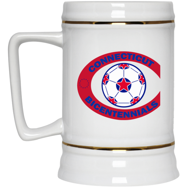Connecticut Bicentennials NASL Soccer Team Ceramic Beer Stein Mug 22 Oz. Capacity color White