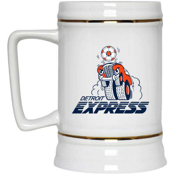 Detroit Express NASL Soccer Team Ceramic Beer Stein Mug 22 Oz. Capacity color White