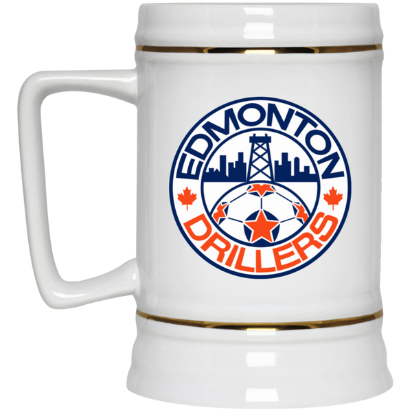 Edmonton Drillers NASL Soccer Team Ceramic Beer Stein Mug 22 Oz. Capacity color White