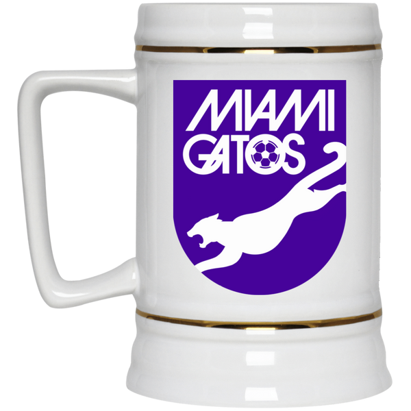 Miami Gatos NASL Soccer Team Beer Mug Stein Drinkware 22 Oz. Capacity color White