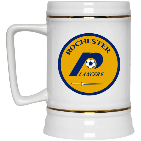 Rochester Lancers NASL Soccer Beer Stein Mug 22 Oz. Capacity color White