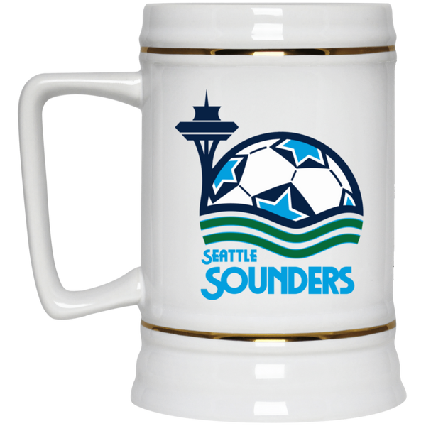 Seattle Sounders NASL Soccer Team Ceramic Beer Stein Mug 22 Oz. Capacity color White