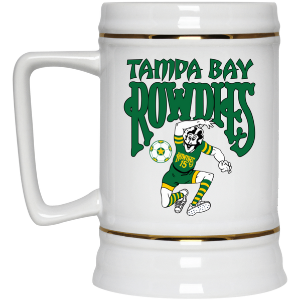 Tampa Bay Rowdies NASL Soccer Team Ceramic Beer Stein Mug 22 Oz. Capacity color White