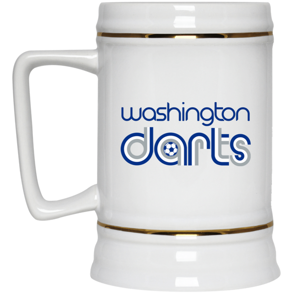 Washington Darts NASL Soccer Team Ceramic Beer Stein Mug 22 Oz. Capacity color White