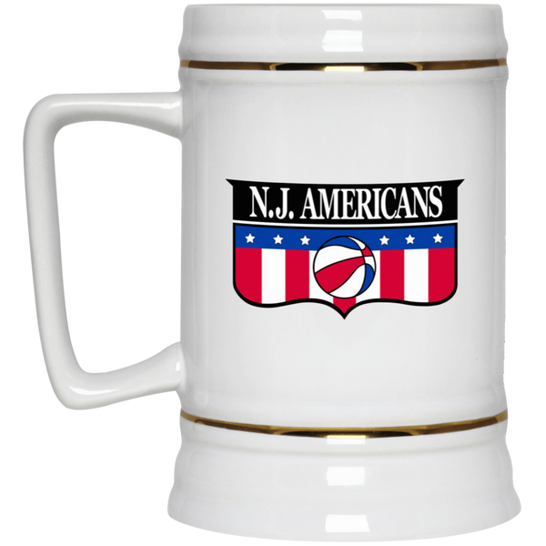 New Jersey Americans Beer Stein Mug Ceramic  22 Oz. Capacity ASL Soccer Team color White