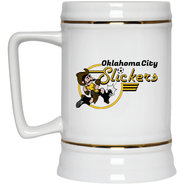 Oklahoma City Slickers Beer Stein Mug Ceramic  22 Oz. Capacity ASL Soccer Team color White