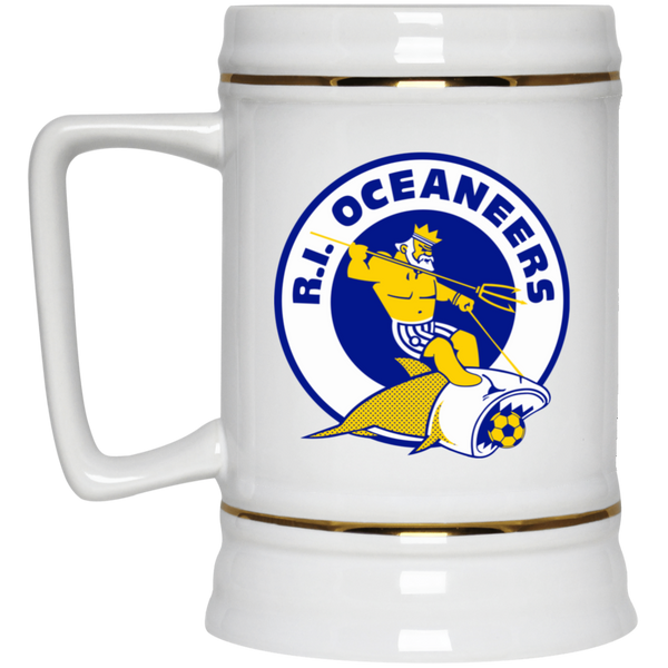Rhode Island Oceaneers Beer Stein Mug Ceramic 22 Oz. Capacity ASL Soccer Team color White