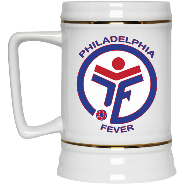 Philadelphia Fever Beer Mug Stein Ceramic 22 Oz. Capacity MISL Soccer Team color White