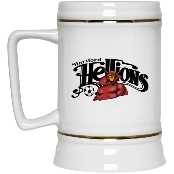 Hartford Hellions Beer Mug Stein Ceramic 22 Oz. Capacity MISL Soccer Team color White