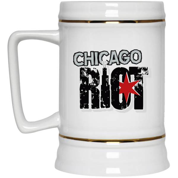 Chicago Riot Beer Mug Stein Ceramic 22 Oz. Capacity MISL Soccer Team color White