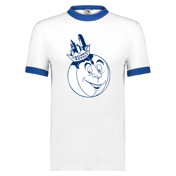 Cincinnati Royals T-shirt Short Sleeve Cotton Tee Shirt NBA Basketball Team color White/Royal Blue