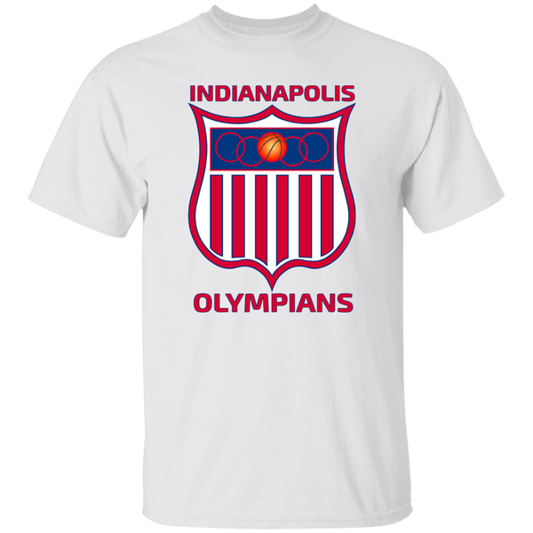 Indianapolis Olympians T-shirt Tee Short Sleeve Cotton Shirt NBA Basketball Team Logo color White