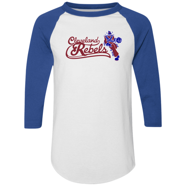 Cleveland Rebels Raglan Shirt 3/4 Sleeve NBA Basketball Team color White/Royal Blue