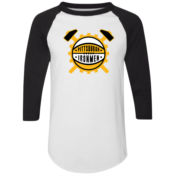 Pittsburgh Ironmen Raglan Shirt 3/4 Sleeve NBA Basketball Team color White/Black