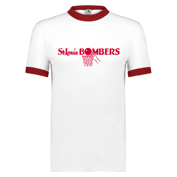 St. Louis Bombers T-shirt Short Sleeve Cotton Tee Shirt NBA Basketball Team color White/Red