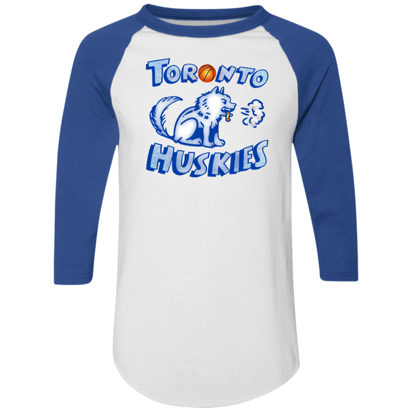 Toronto Huskies Raglan Shirt 3/4 Sleeve NBA Basketball Team color White/Royal Blue