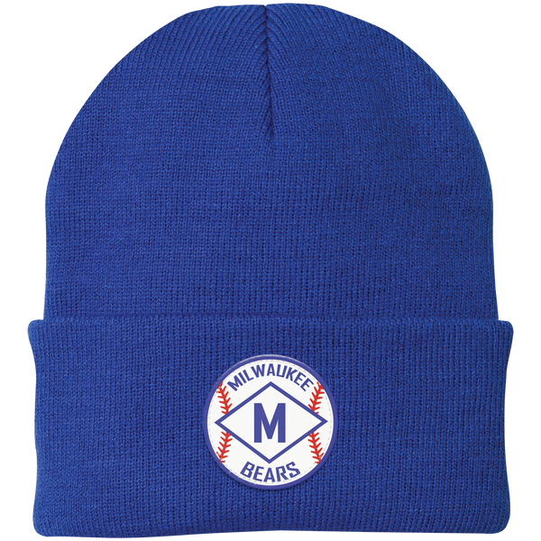 Milwaukee Bears Knit Beanie Cap Negro Leagues Baseball Team color Royal Blue