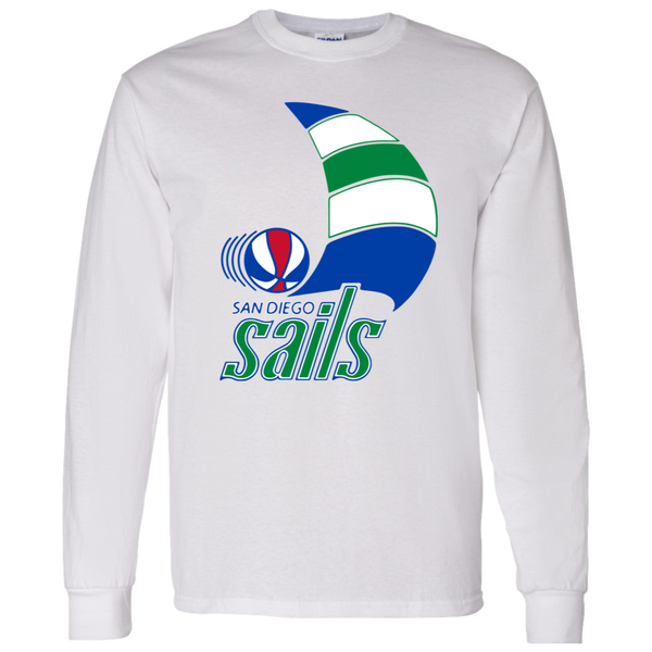 San Diego Sails ABA Long Sleeve Shirt Classic American Basketball Association Team color White