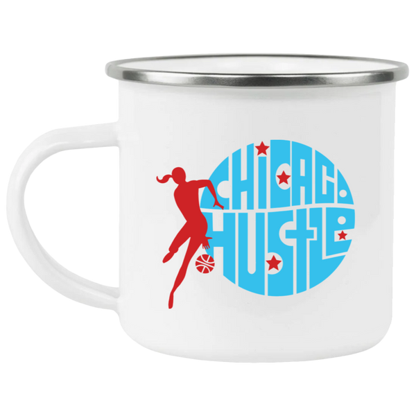 Chicago Hustle Camping Mug 12 oz. Enamel Women's Pro Basketball League Team color White