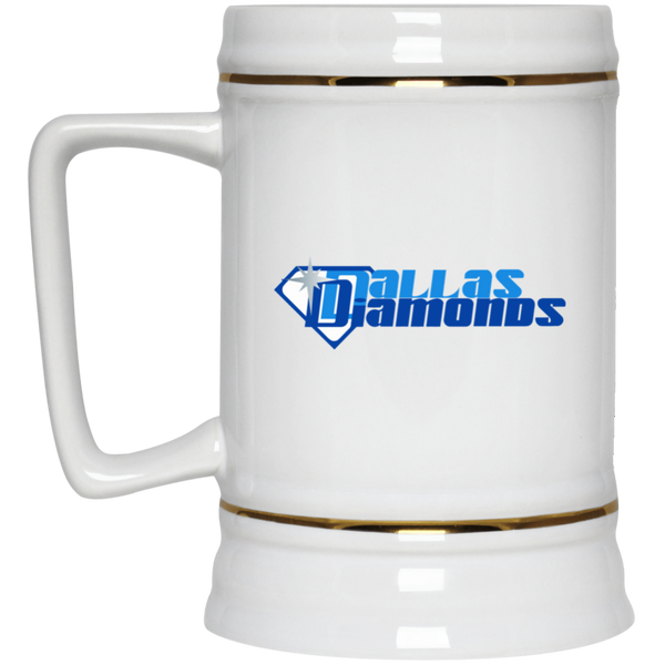 Dallas Diamonds WBL Beer Stein Mug Ceramic 22 Oz. Women's Professional Basketball League Team color White