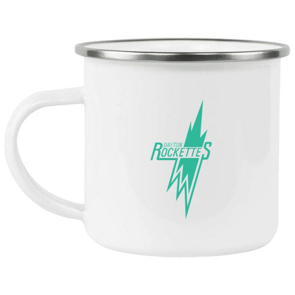 Dayton Rockettes Camping Mug 12 oz. Enamel Women's Pro Basketball League Team color White