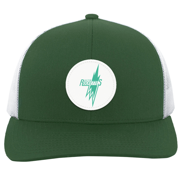 Dayton Rockettes WBL Womens Pro Basketball League Team Trucker Cap color Dark Green/White
