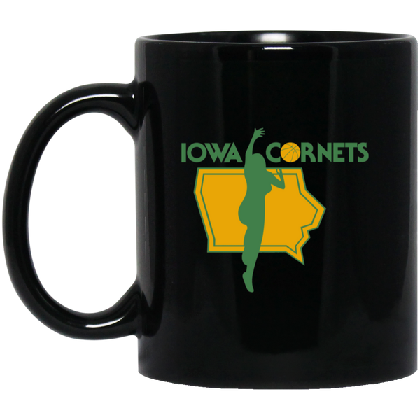 Iowa Cornets WBL Mug 11 oz. Ceramic Women's Pro Basketball League Team color Black