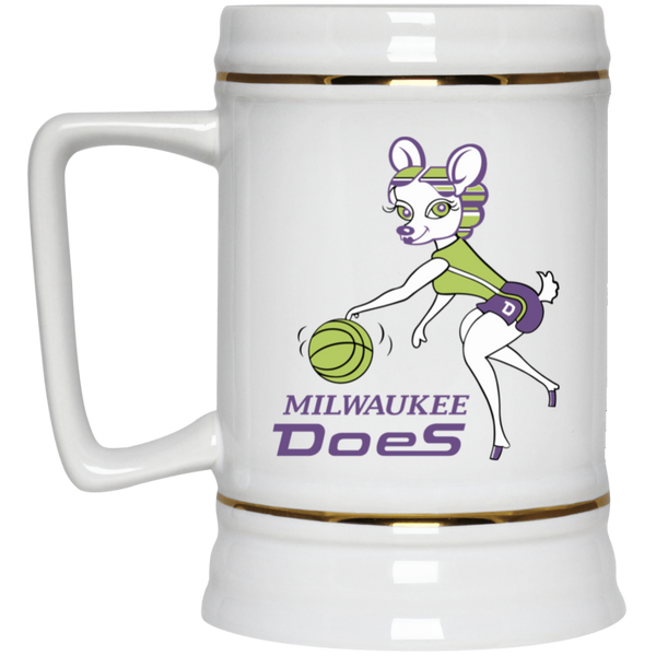 Milwaukee Does WBL Beer Stein 22 oz. Ceramic Women's Professional Basketball League Team color White