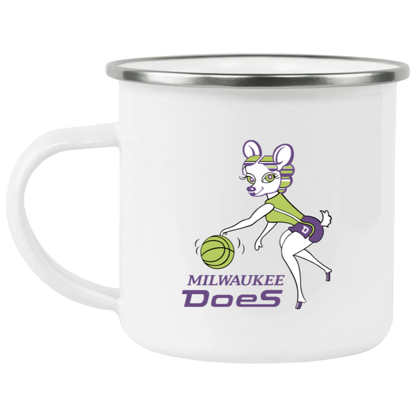 Milwaukee Does Camping Mug 12 oz. Enamel Women's Pro Basketball League Team color White