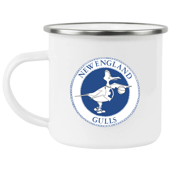 New England Gulls Camping Mug 12 oz. Enamel Women's Pro Basketball League Team color White