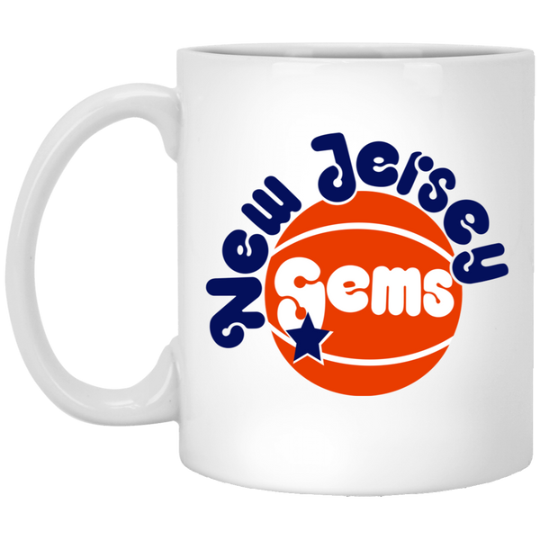 New Jersey Gems Drink Mug Ceramic 11 oz. Women's Pro Basketball League Team color White