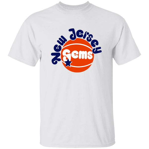 New Jersey Gems T-shirt Cotton WBL Womens Pro Basketball Team Tee color White