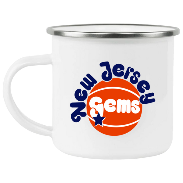 New Jersey Gems Camping Mug 12 oz. Enamel Women's Pro Basketball League Team color White