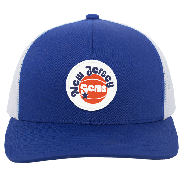 New Jersey Gems WBL Womens Pro Basketball League Team Trucker Cap color Royal Blue/White