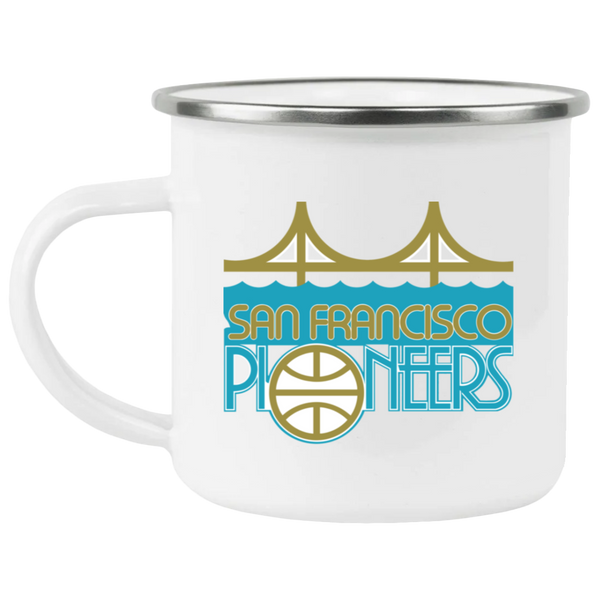 San Francisco Pioneers Camping Mug 12 oz. Enamel Women's Pro Basketball League Team color White