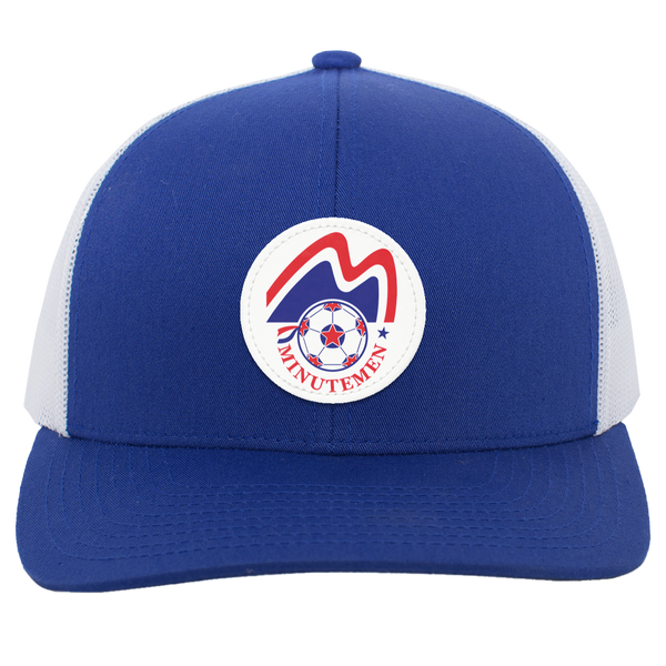 Boston Minutemen Trucker Snapback Cap NASL Soccer Team color Royal Blue/White