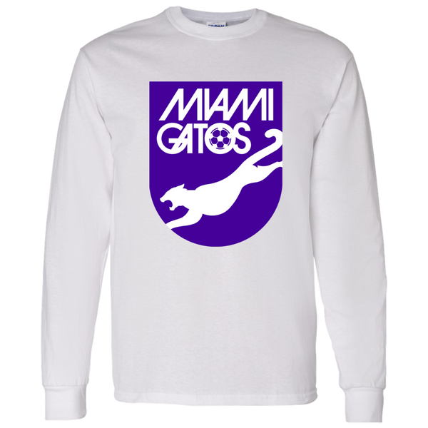 Miami Gatos NASL Long Sleeve Shirt North American Soccer League Team color White