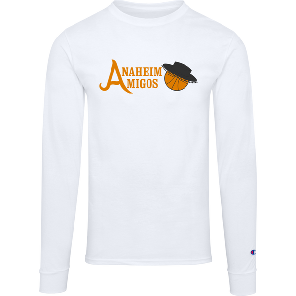 Anaheim Amigos ABA Basketball Team Long Sleeve Shirt Crewneck 100% Cotton Fabric color White