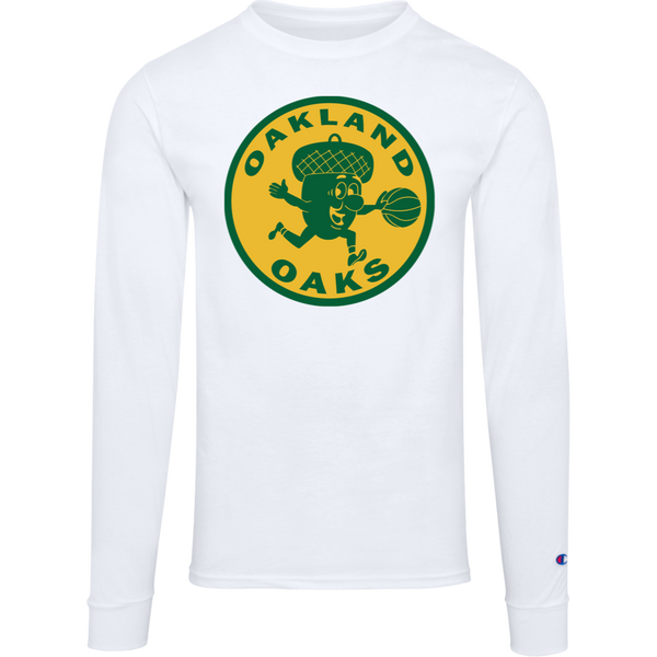 Oakland Oaks ABA Basketball Team Long Sleeve Shirt Crewneck 100% Cotton Fabric color White
