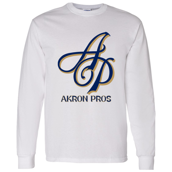 Akron Pros Long Sleeve Shirt Cotton NFL Football Team Logo color White