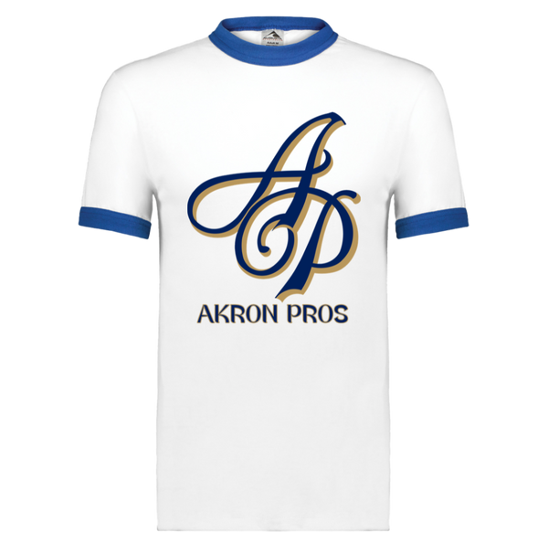 Akron Pros Ringer T-shirt NFL Football Team Logo color White/Royal Blue