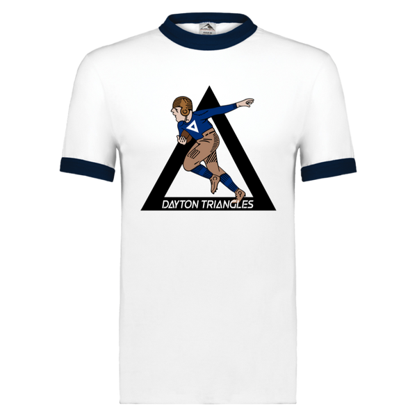Dayton Triangles Ringer T-shirt NFL Football Team Fan Apparel color White/Navy
