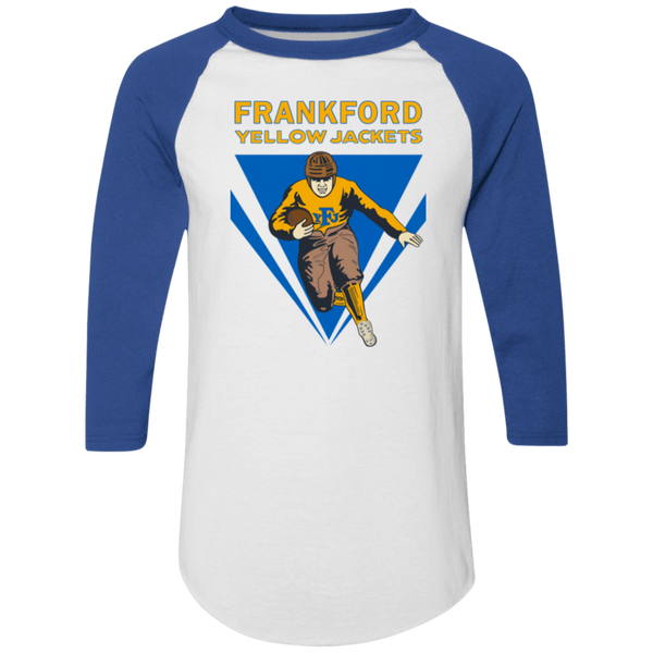 Frankford Yellow Jackets Raglan Shirt Colorblock NFL Football Team Fan Apparel color White/Royal Blue