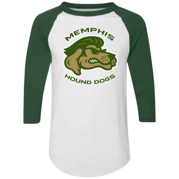Memphis Hound Dogs Raglan Shirt Colorblock NFL Football Team Fan Apparel color White/Dark Green
