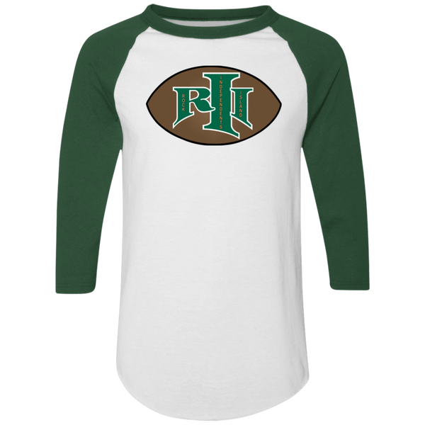 Rock Island Independents Raglan Shirt Colorblock NFL Football Team Fan Apparel color White/Dark Green
