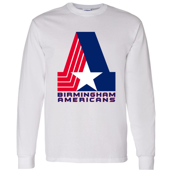 Birmingham Americans Long Sleeve Shirt Cotton WFL Football Team Logo color White
